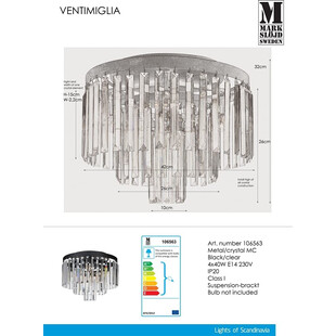 Plafon glamour z kryształkami Ventimiglia 42 Czarny marki Markslojd