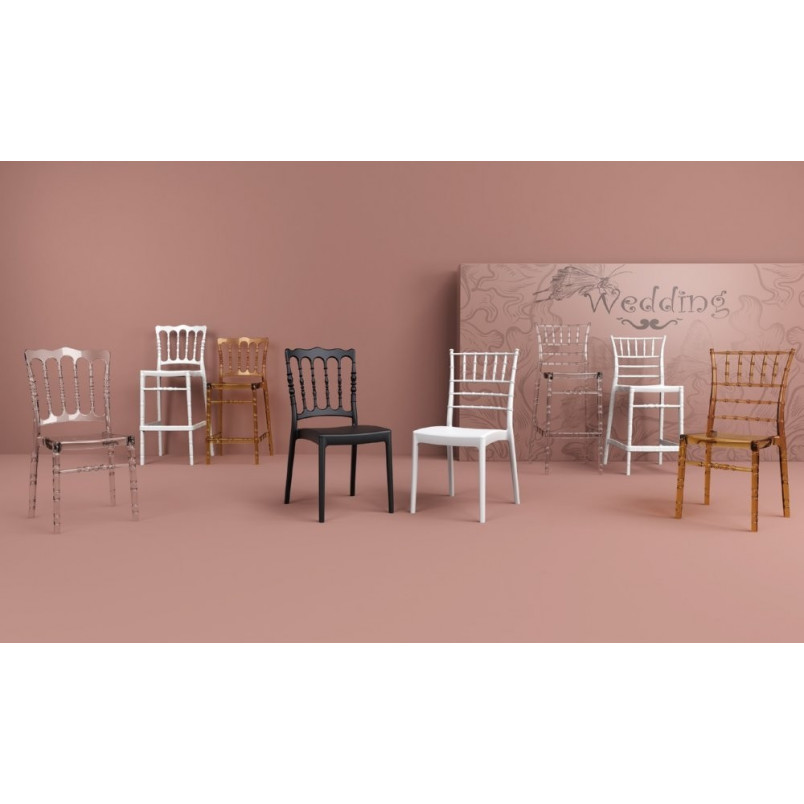 Krzesło barowe glamour OPERA BAR 75 bursztynowe przezroczyste marki Siesta
