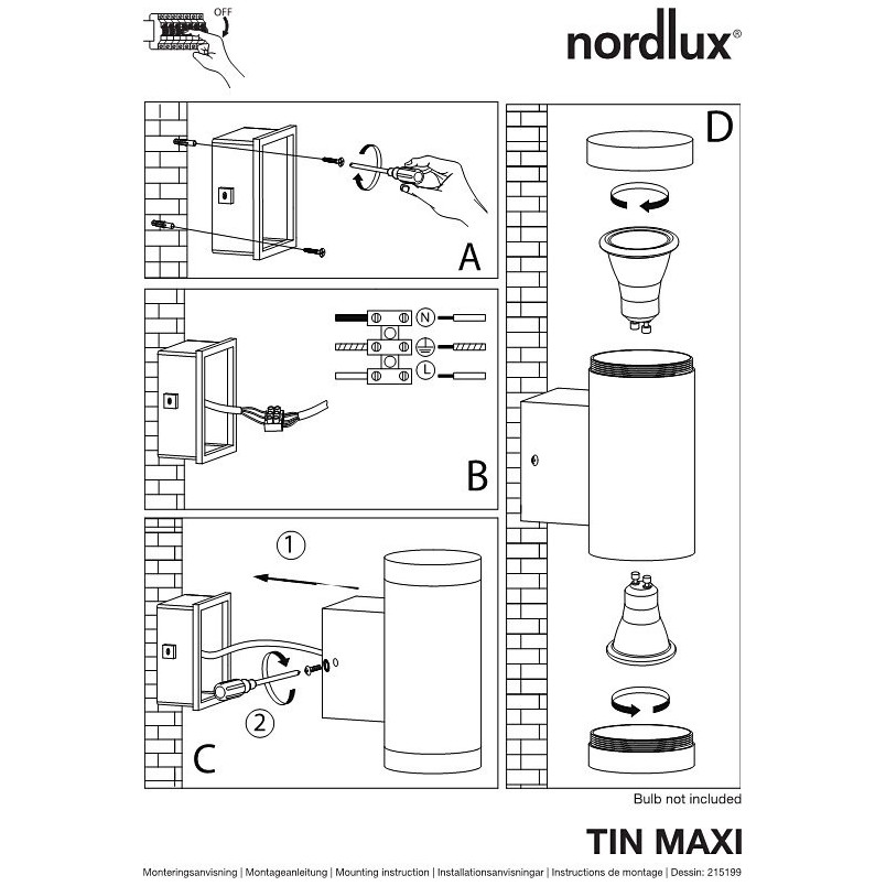 Kinkiet ogrodowy Tin Maxi Czarny marki Nordlux