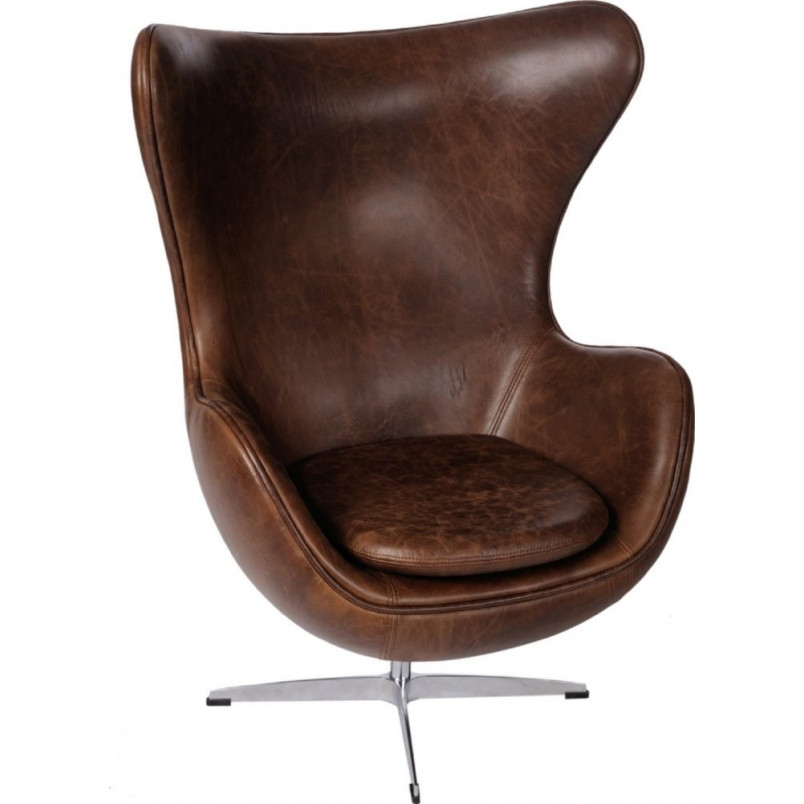 Fotel obrotowy Jajo ciemno brązowy vintage Premium marki D2.Design