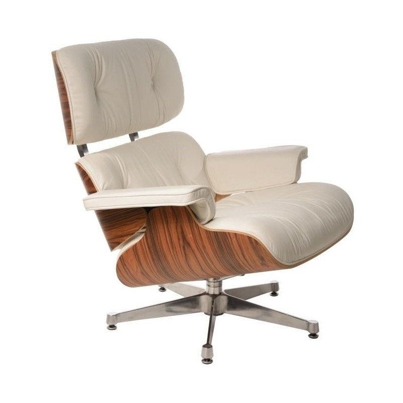 Fotel skórzany obrotowy Vip biały/palisander marki D2.Design