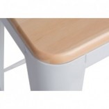 Hoker metalowy z drewnianym siedziskiem Paris Wood 75cm biały/sosna naturalna marki D2.Design