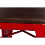 Hoker metalowy z drewnianym siedziskiem Paris Wood 75 czerwony/sosna orzech marki D2.Design