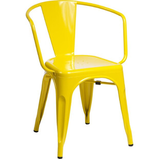 Krzesło metalowe z podłokietnikami Paris Arms żółte marki D2.Design