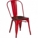 Krzesło metalowe industrialne Paris Wood czerwony/sosna orzech marki D2.Design