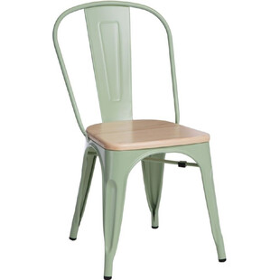 Krzesło metalowe industrialne Paris Wood zielony/sosna naturalna marki D2.Design