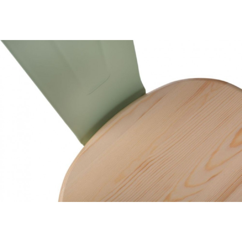 Krzesło metalowe industrialne Paris Wood zielony/sosna naturalna marki D2.Design