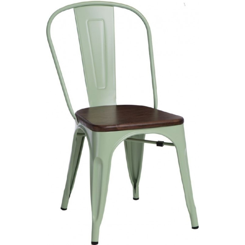 Krzesło metalowe industrialne Paris Wood zielony/sosna orzech marki D2.Design