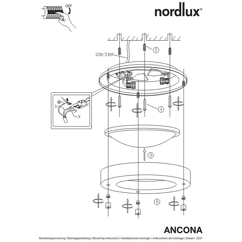 Plafon zewnętrzny okrągły Ancona Maxi 26 Biały marki Nordlux