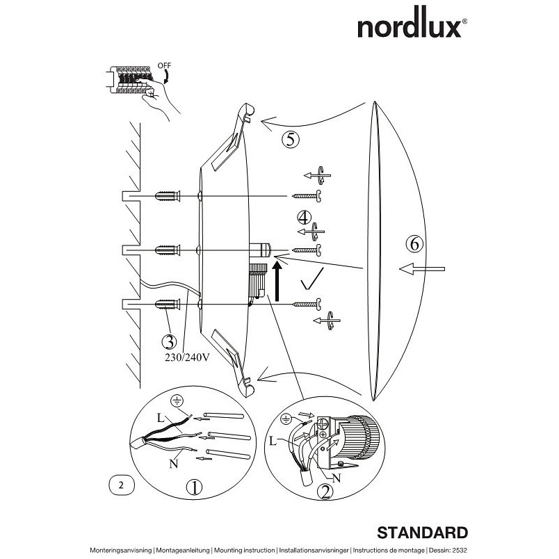 Plafon sufitowy okrągły Standard 25 Biały marki Nordlux
