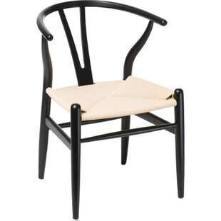 Krzesło drewniane skandynawskie Wicker czarny/beż marki D2.Design