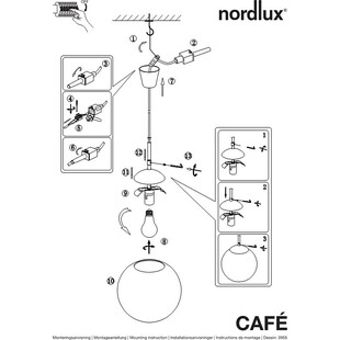 Lampa wisząca szklana kula Cafe 20 Biała marki Nordlux