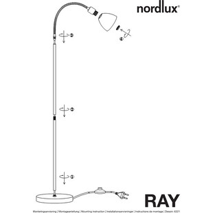 Lampa podłogowa szklana regulowana Ray Chrom marki Nordlux