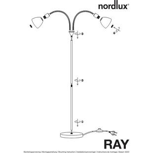 Lampa podłogowa szklana podwójna Ray Chrom marki Nordlux