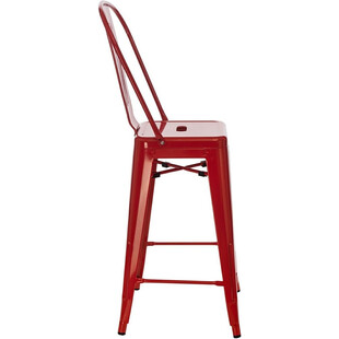 Krzesło barowe metalowe Paris Back 66 czerwone marki D2.Design