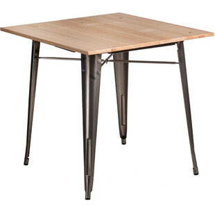 Stół kwadratowy industrialny Paris Wood 76x76 metaliczny/sosna naturalna marki D2.Design