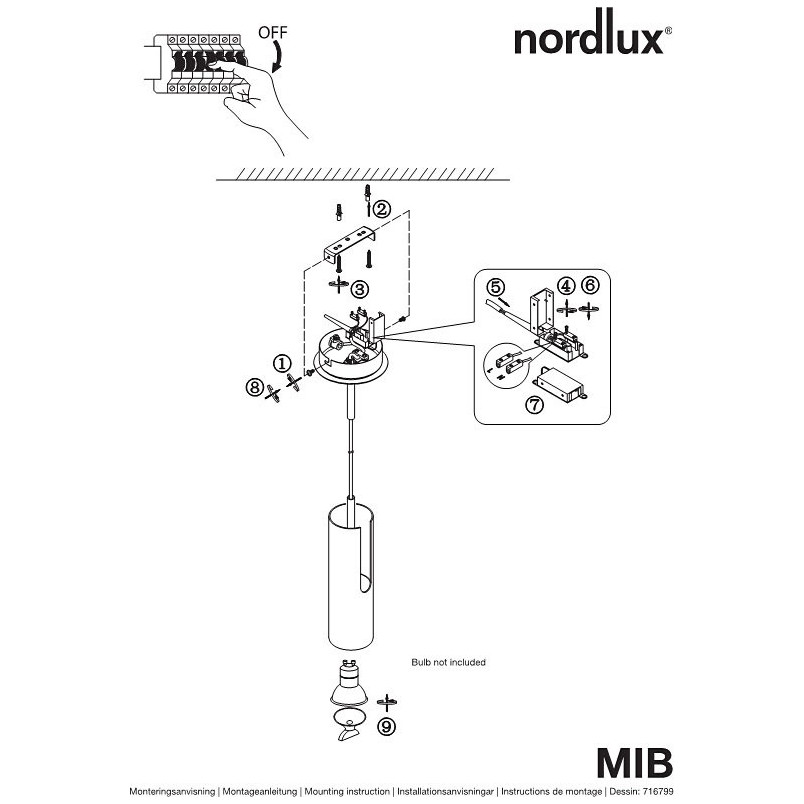Lampa wisząca tuba minimalistyczna Mib 6 Czarna marki Dftp