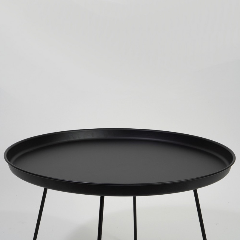 Okrągły stolik metalowy z tacą Rod 63 czarny marki Nordifra