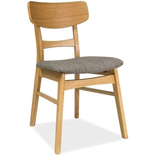 Krzesło drewniane tapicerowane CD-61 szary/dąb marki Signal
