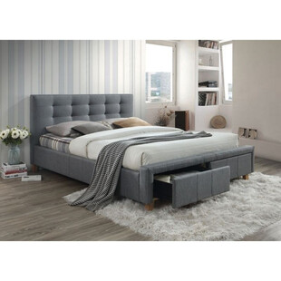 Łóżko tapicerowane pikowane Ascot 160 szare marki Signal