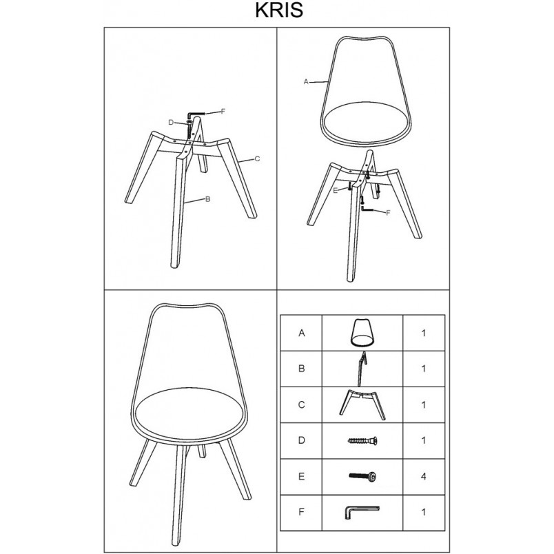 Krzesło skandynawskie z poduszką Kris buk/czarne marki Signal