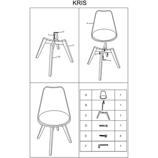 Krzesło skandynawskie z poduszką Kris buk/jasno szare marki Signal