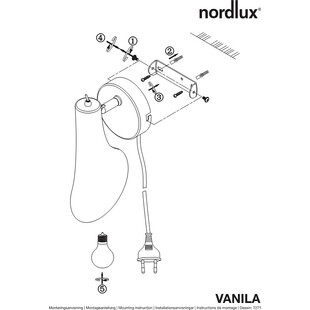 Designerski Kinkiet z włącznikiem i kablem Vanila Biały marki Nordlux