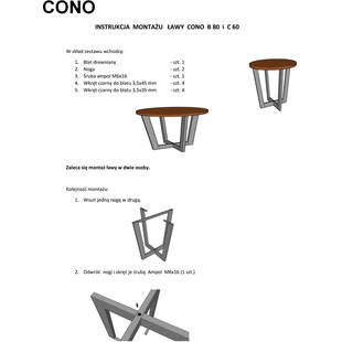 Stół drewniany okrągły Cono dąb/czarny 90 marki Signal