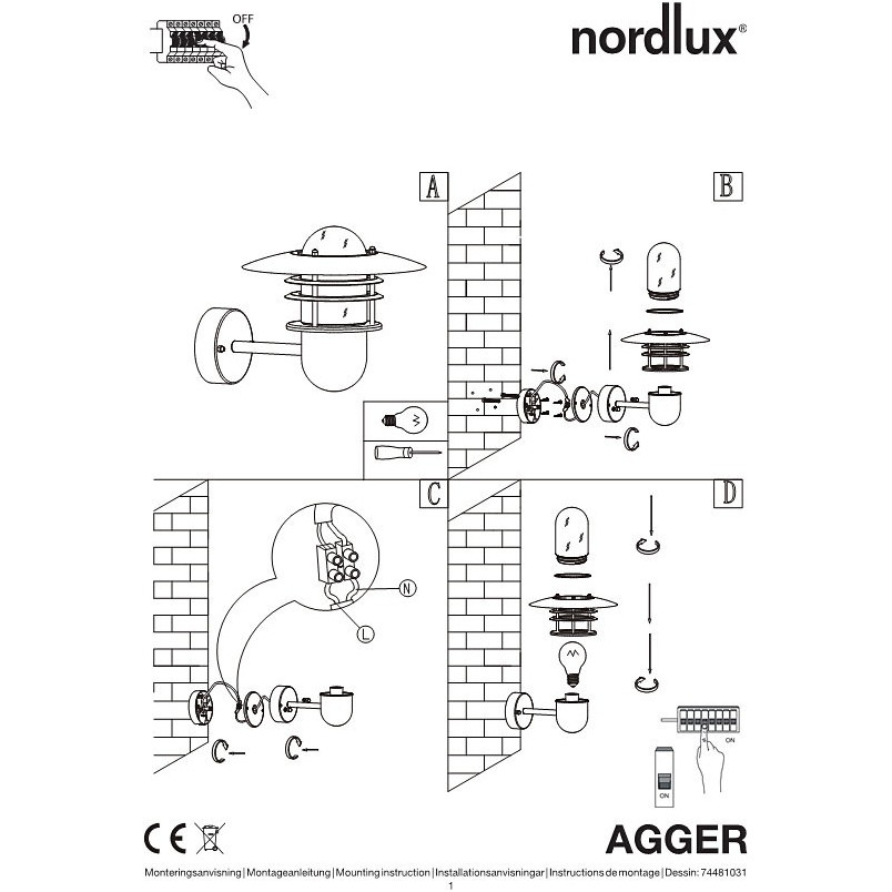 Kinkiet ogrodowy latarnia Agger Stal Galwanizowana marki Nordlux