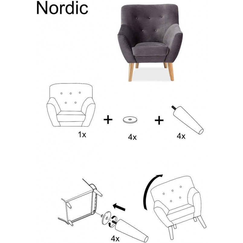 Sofa welurowa trzyosobowa Nordic 180 Velvet granatowa marki Signal