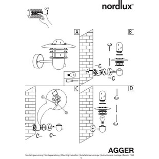 Kinkiet ogrodowy latarnia Agger Stal Galwanizowana marki Nordlux