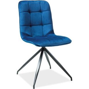 Krzesło welurowe pikowane Texo niebieskie marki Signal