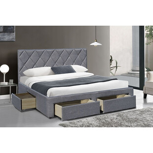Łóżko tapicerowane z szufladami BETINA 160 popielate marki Halmar