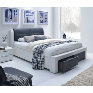 Łóżko tapicerowane z szufladami CASSANDRA 140 czarno-białe marki Halmar
