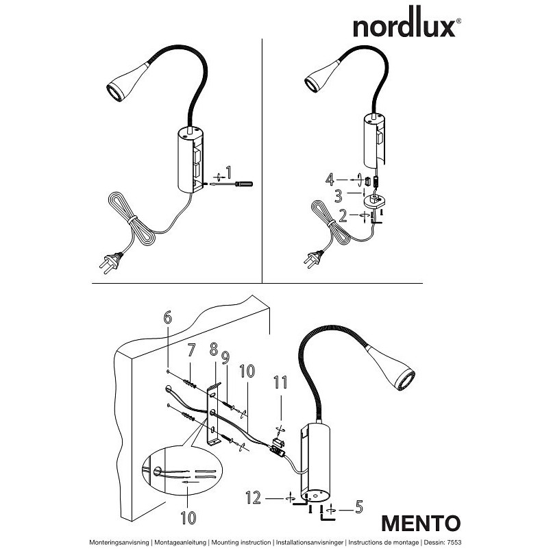 Kinkiet minimalistyczny z włącznikiem Mento LED Biały marki Nordlux