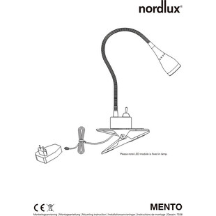 Lampka Klips minimalistyczna Mento LED Biała marki Nordlux