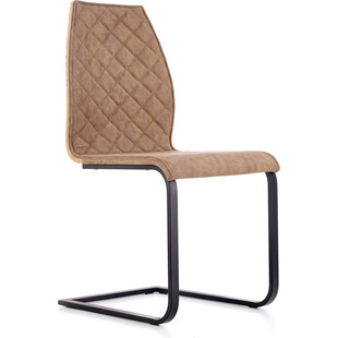 Krzesło pikowane z ekoskóry na płozie K265 czarny/brąz marki Halmar