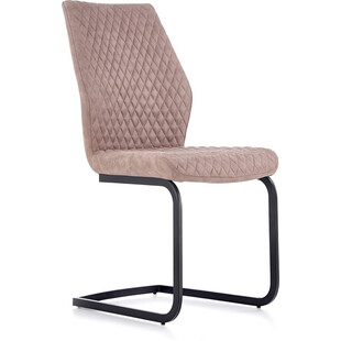 Krzesło pikowane z ekoskóry na płozie K272 DALLAS ciemny beżowy/czarny marki Halmar