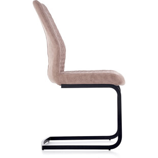 Krzesło pikowane z ekoskóry na płozie K272 DALLAS ciemny beżowy/czarny marki Halmar