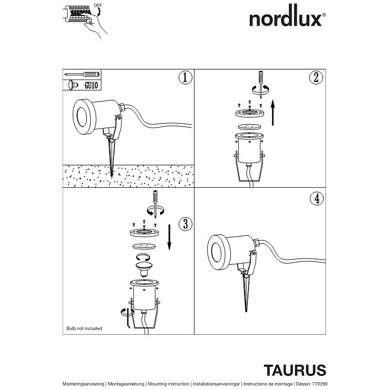 Lampa ogrodowa stojąca Taurus Stal Nierdzewna marki Nordlux