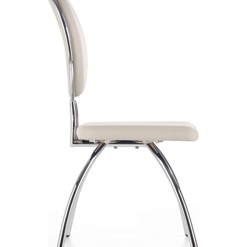 Krzesło glamour z ekoskóry K297 jasny popiel/chrom marki Halmar