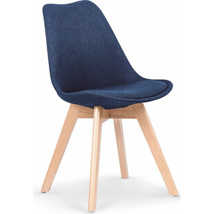 Krzesło tapicerowane na drewnianych nogach K303 Norden ciemno niebieskie/buk marki Halmar