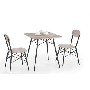 Zestaw stół kwadratowy + 2 krzesła KABIR dąb san remo/czarny marki Halmar