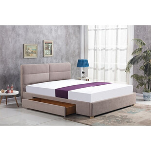 Łóżko tapicerowane z szufladą MERIDA beżowe marki Halmar
