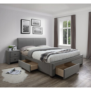 Łóżko tapicerowane z szufladami MODENA 140 popielate marki Halmar