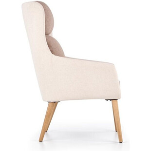 Fotel tapicerowany na drewnianych nogach PURIO beżowo/brązowy marki Halmar