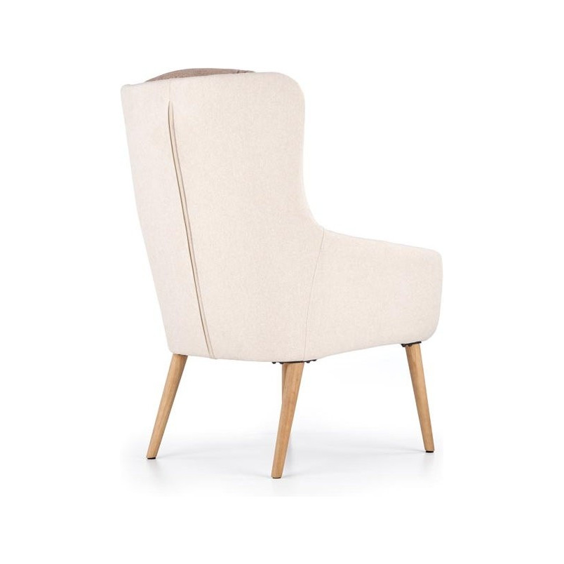 Fotel tapicerowany na drewnianych nogach PURIO beżowo/brązowy marki Halmar