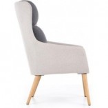 Fotel tapicerowany na drewnianych nogach PURIO jasny popiel/ciemny popiel marki Halmar