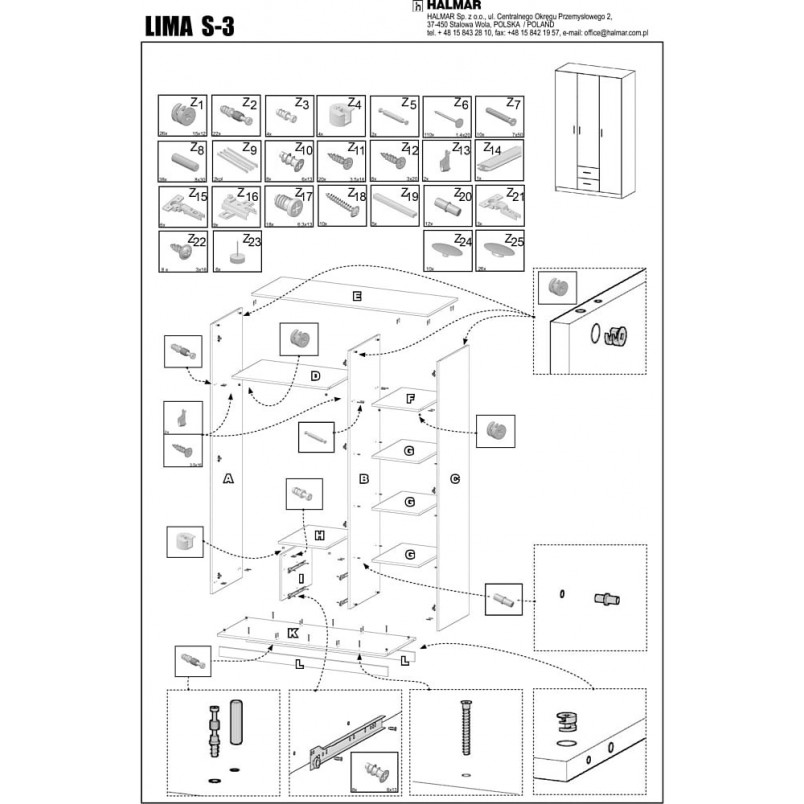 Szafa LIMA 120 dąb sonoma/biały marki Halmar