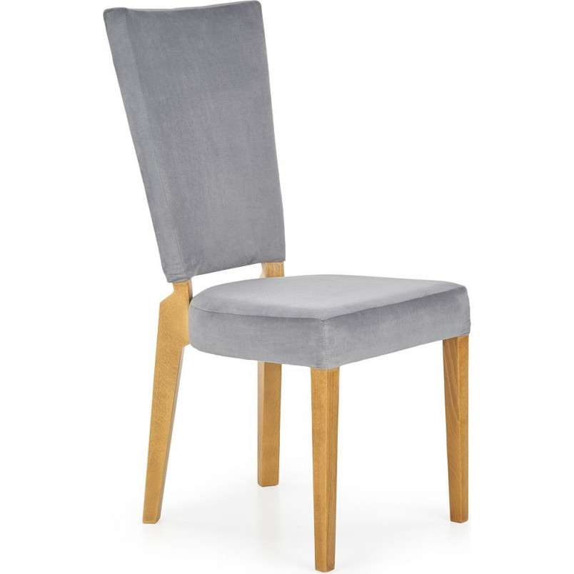 Krzesło tapicerowane na drewnianych nogach ROIS dąb miodowy/popielaty marki Halmar